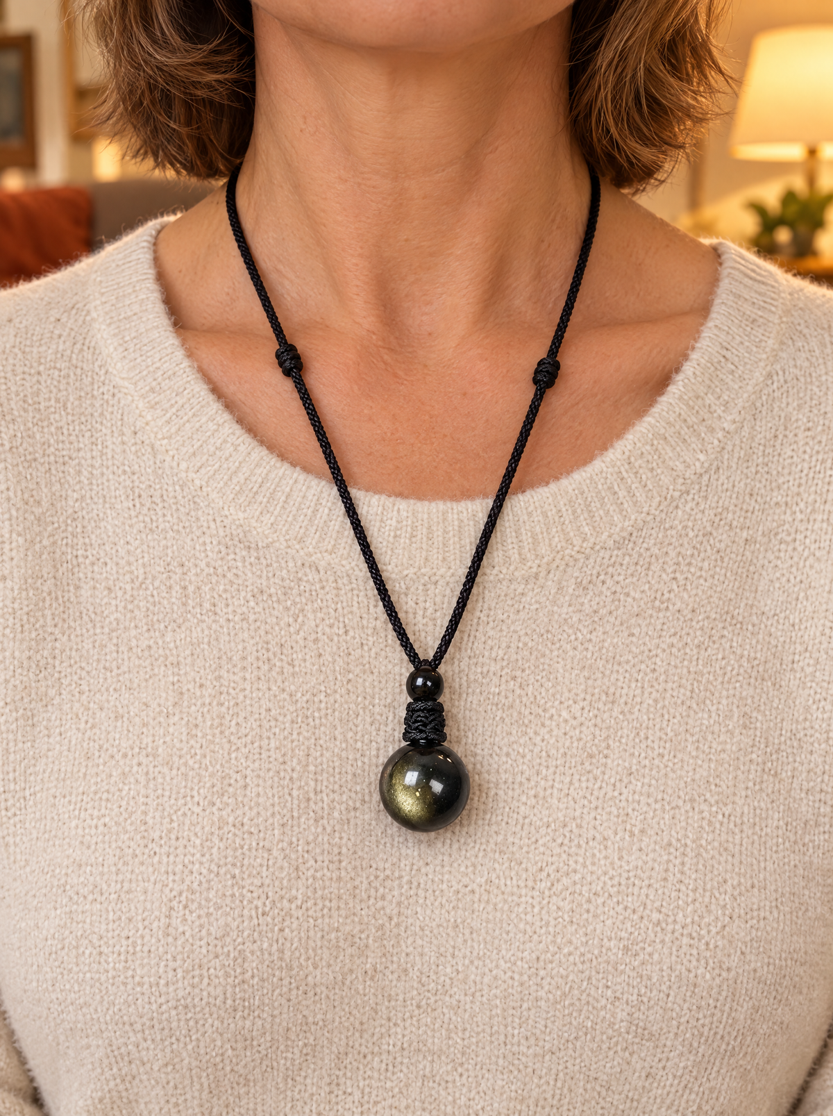 The Golden Obsidian Sphere Pendant